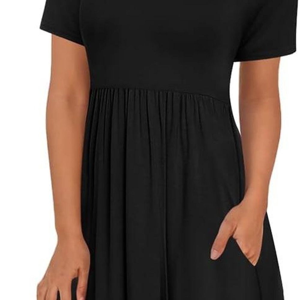 Black super soft short-sleeve babydoll or t-shirt style dress with pockets